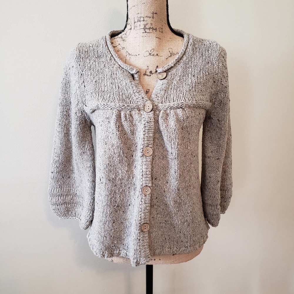 chelsea & violet button up lambs wool blend sweater cardigan bell sleeve S